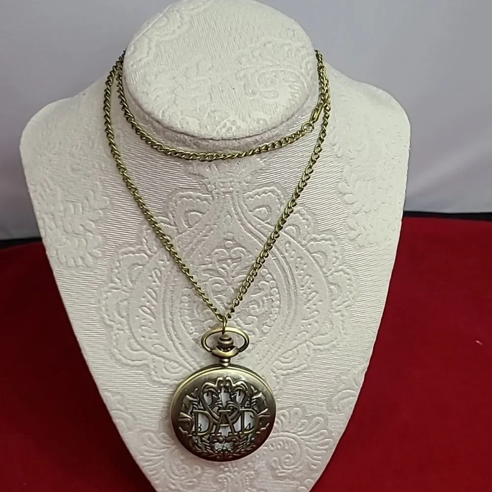 Dad Pocket Watch Antique Bronze Quartz Chain Father’s Day Gift Vintage Style